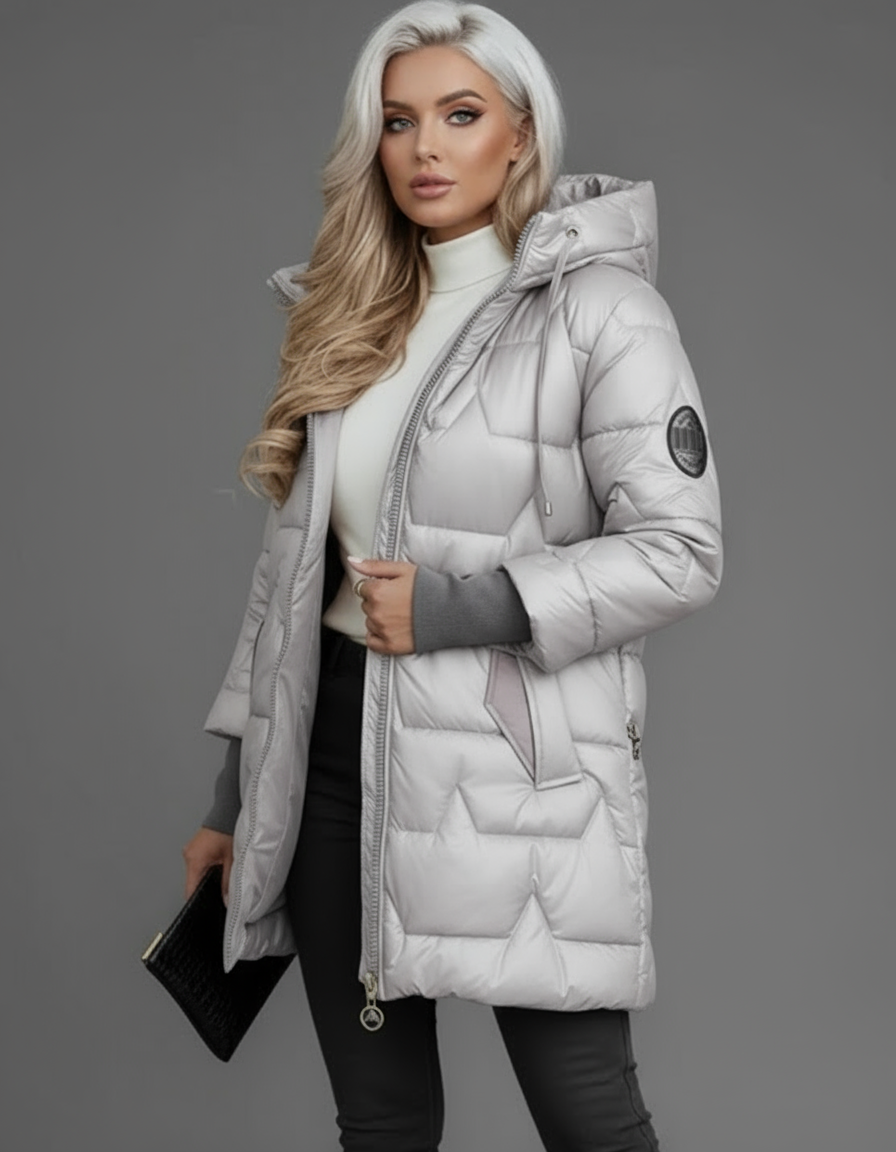 Lange Satijnen Pufferjas met Capuchon