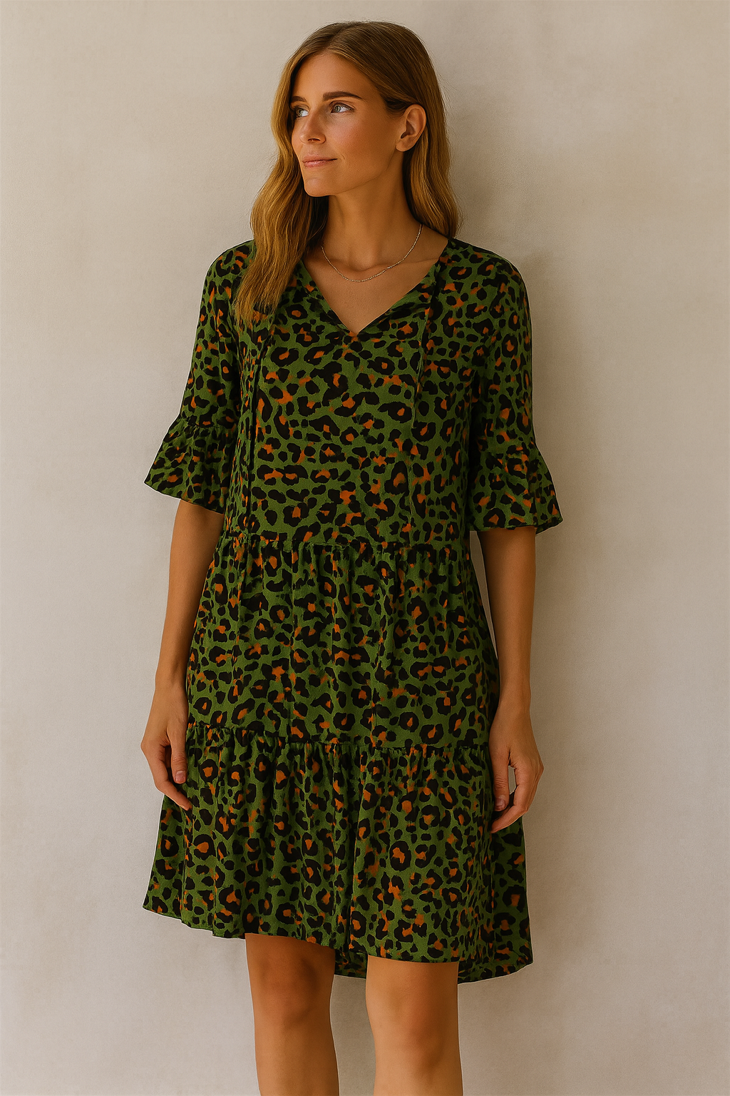 Zomer V-hals Trompetmouw Kleedje