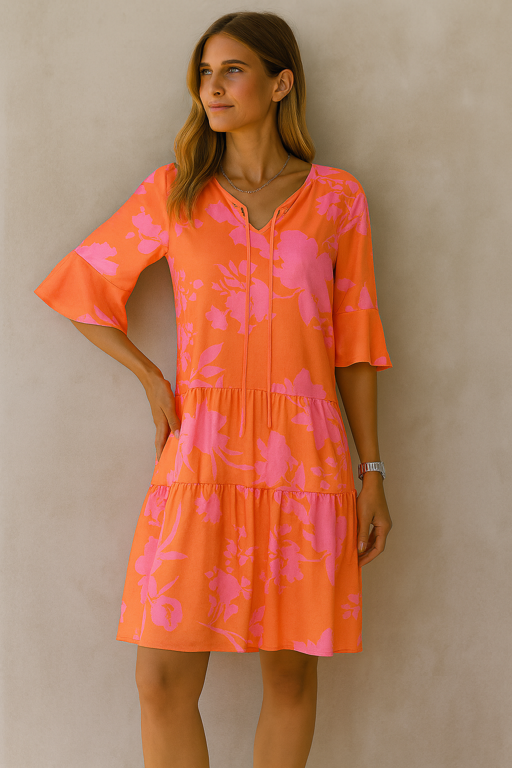 Zomer V-hals Trompetmouw Kleedje