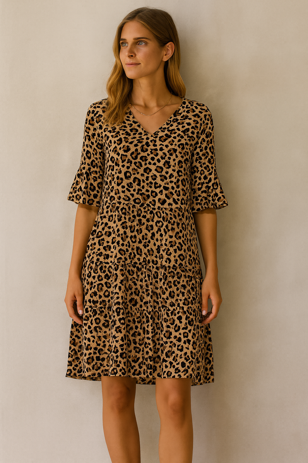 Zomer V-hals Trompetmouw Kleedje