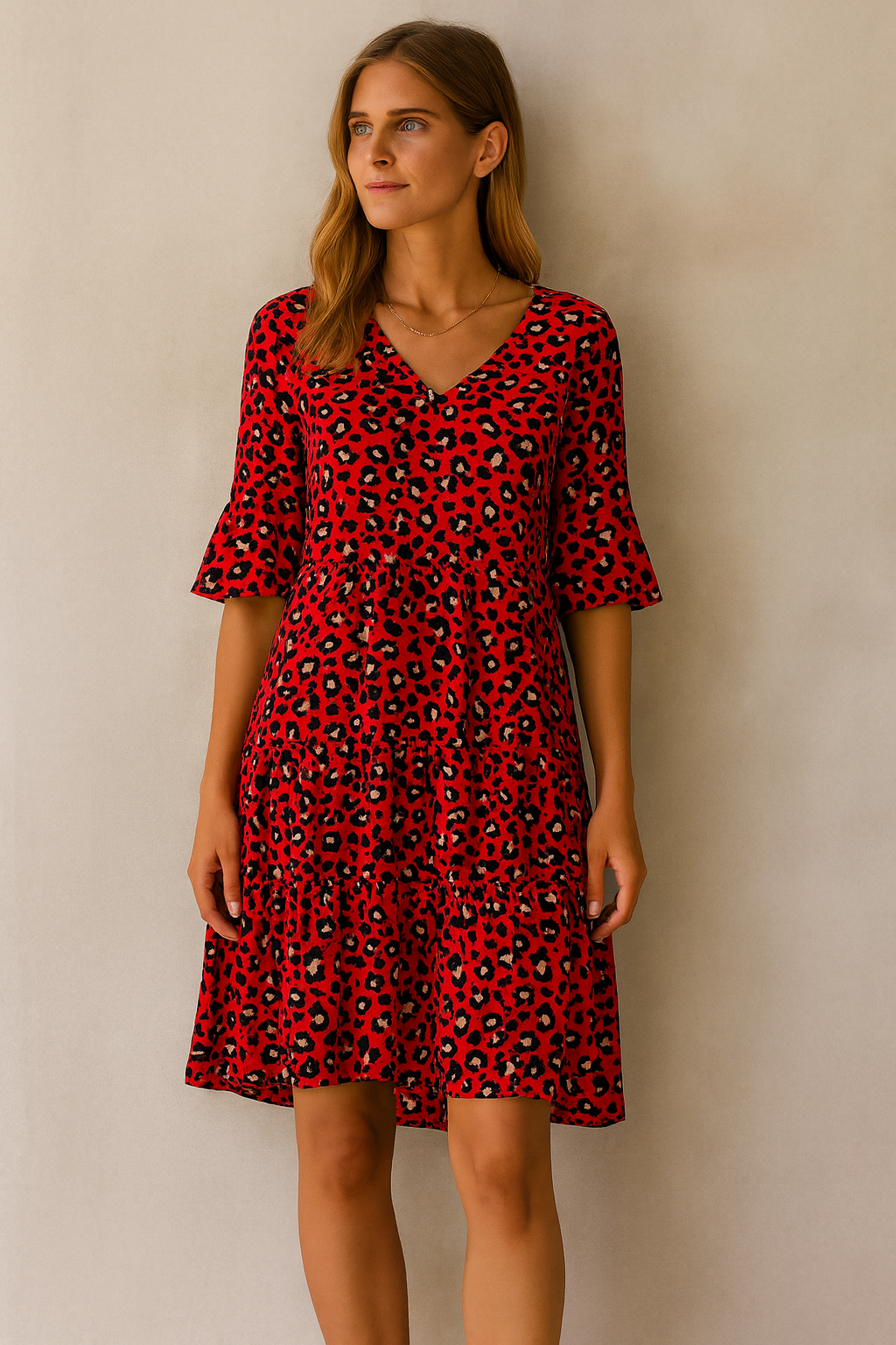 Zomer V-hals Trompetmouw Kleedje