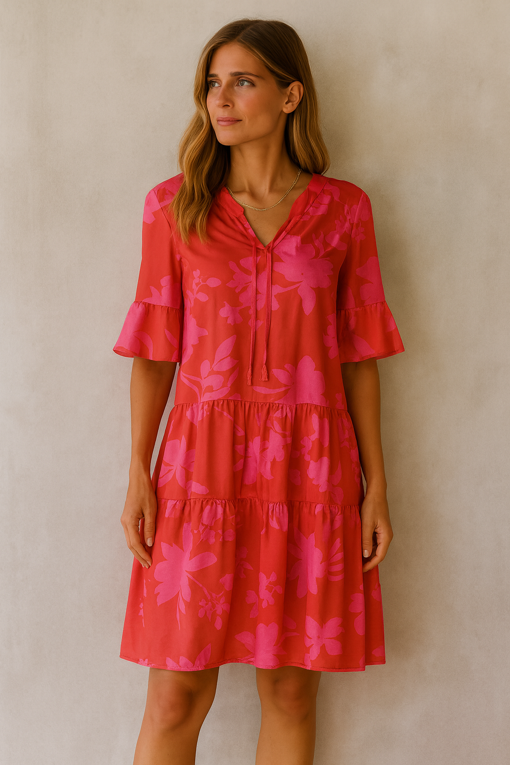 Zomer V-hals Trompetmouw Kleedje