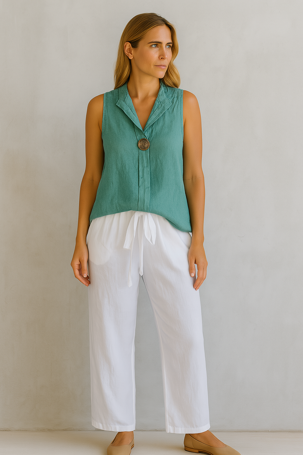 Casual Sleeveless V-Neck Blouse