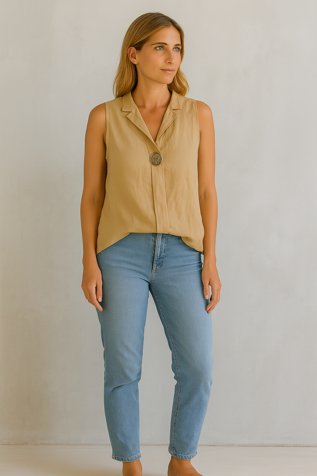 Casual Sleeveless V-Neck Blouse