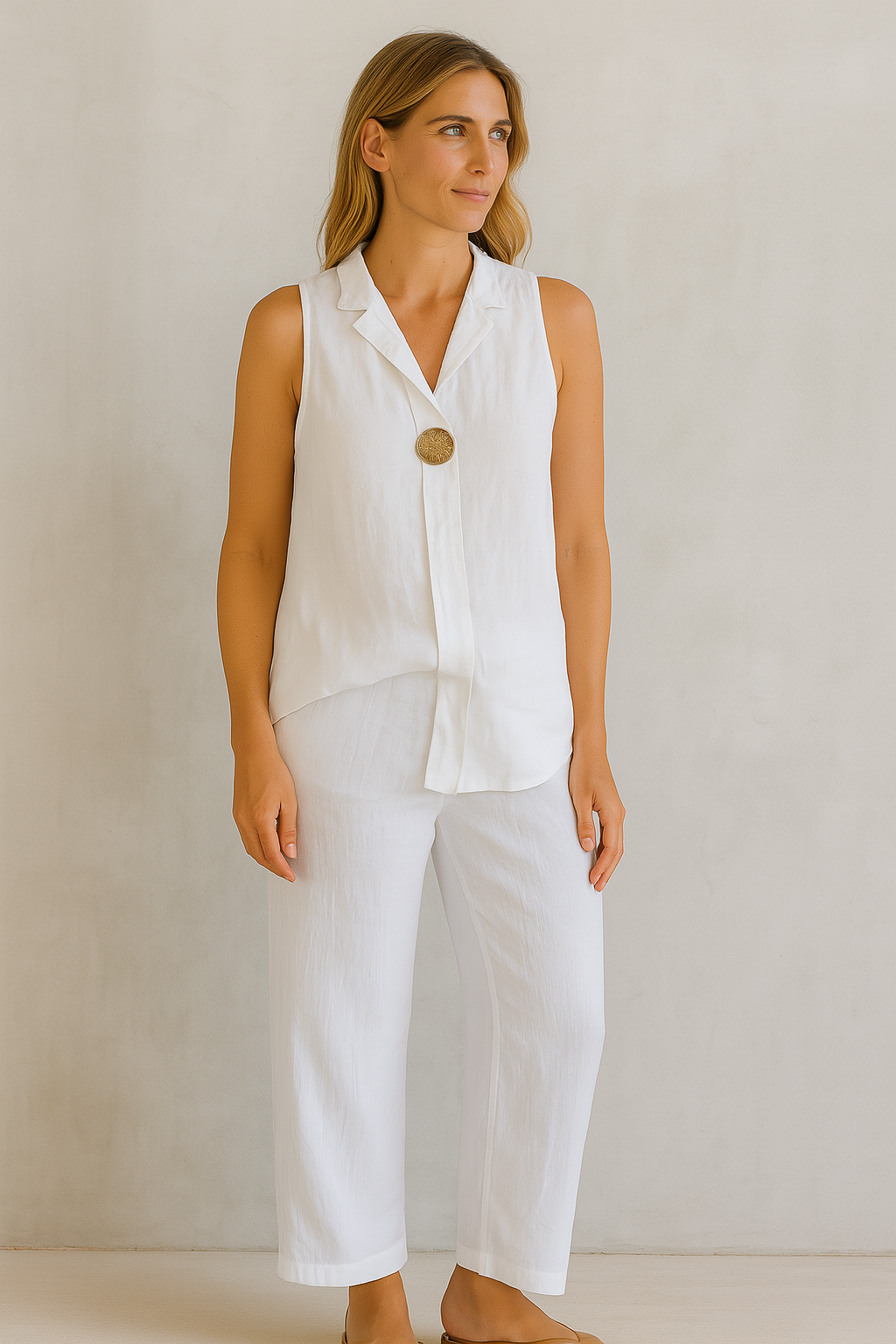 Casual Sleeveless V-Neck Blouse