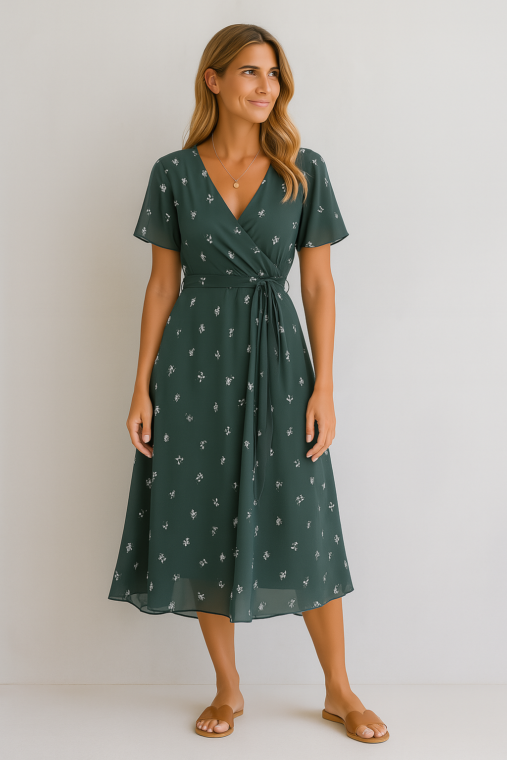 Flowy Floral Dress with Elegant V-Neck