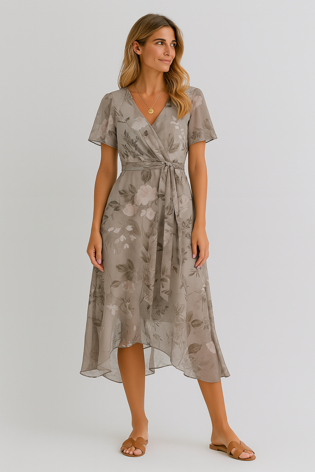 Flowy Floral Dress with Elegant V-Neck