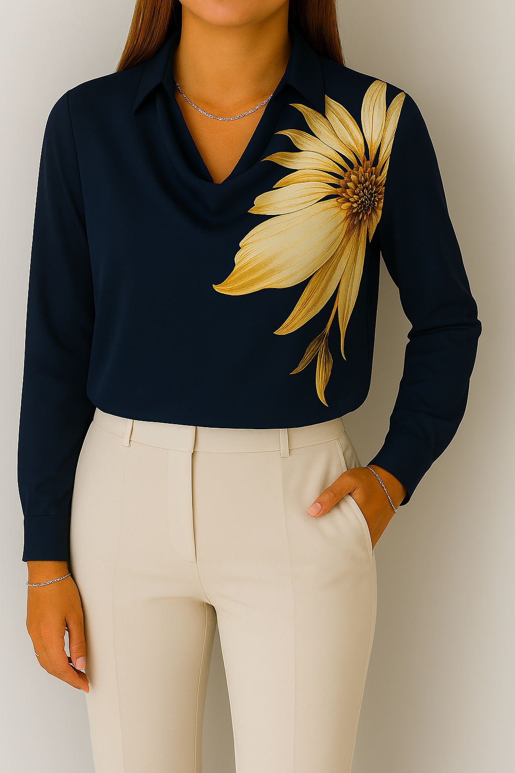 Aurora Satin Cowl Blouse