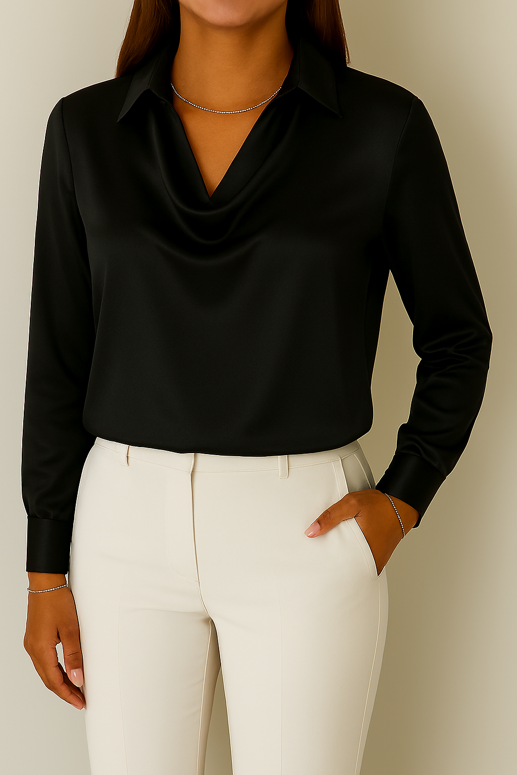 Aurora Satin Cowl Blouse