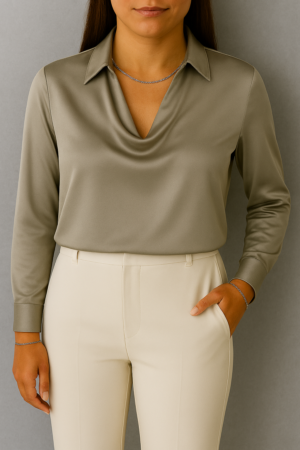 Aurora Satin Cowl Blouse