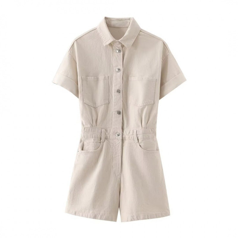 Women's stylish summer jumpsuit with button closure, trendy and comfortable