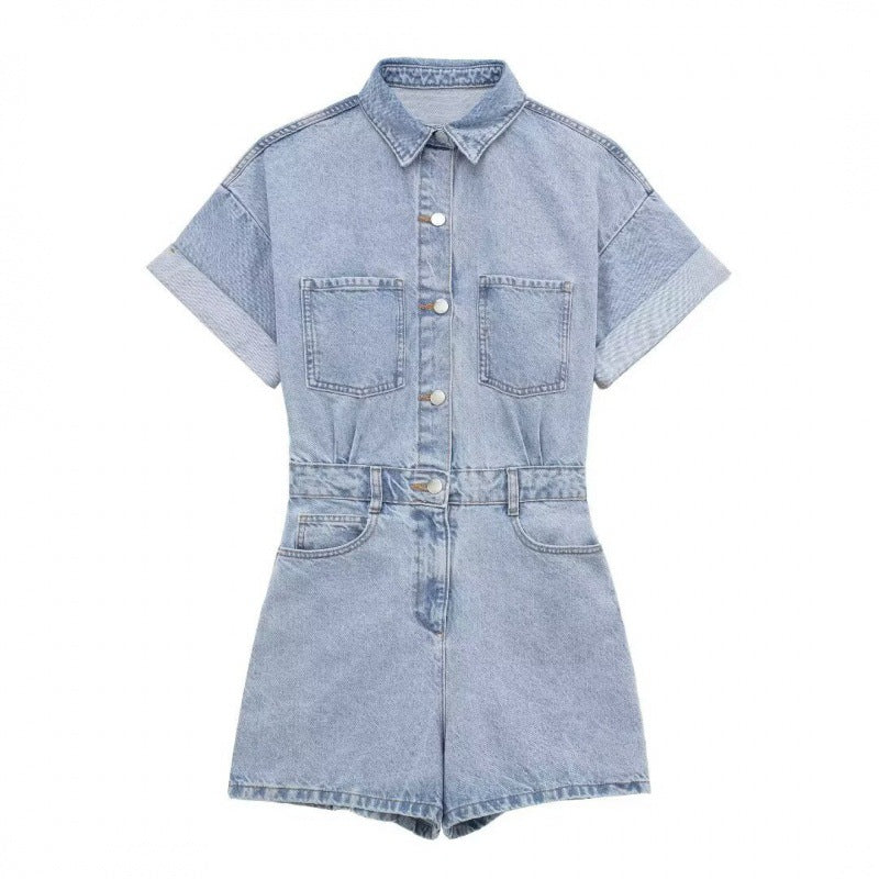 Women's stylish summer jumpsuit with button closure, trendy and comfortable