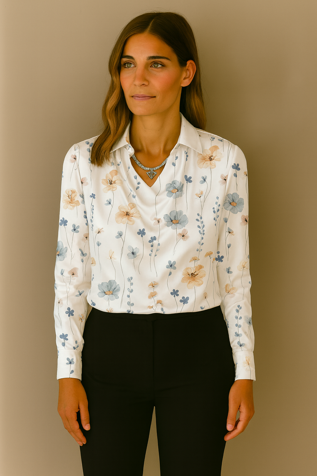 Aurora Satin Cowl Blouse