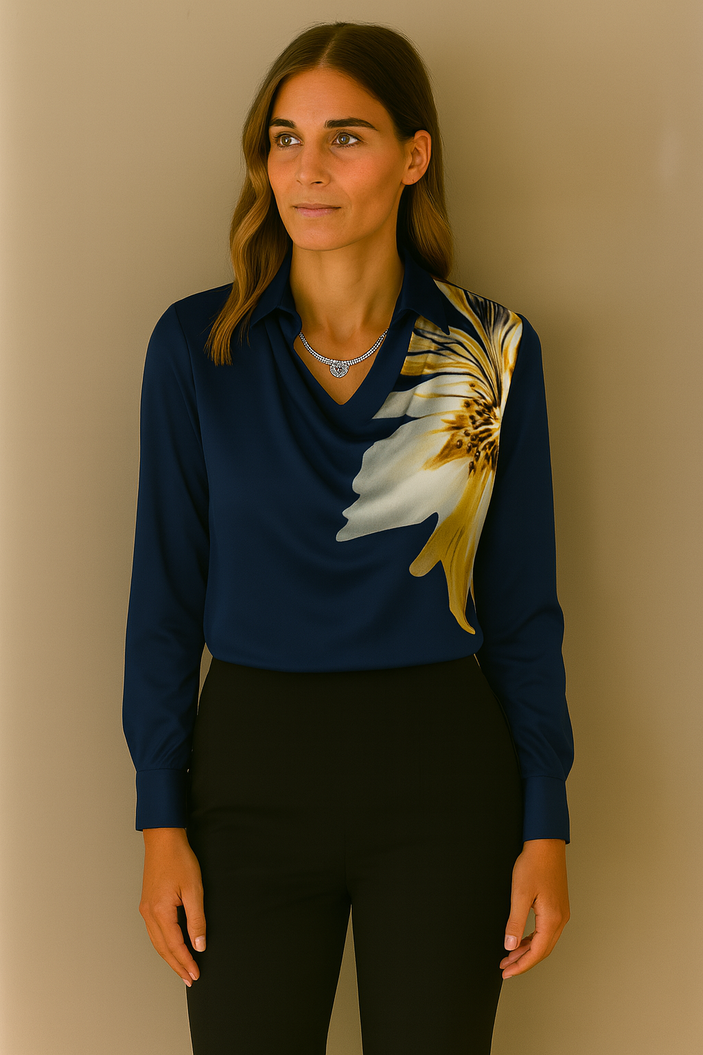 Aurora Satin Cowl Blouse