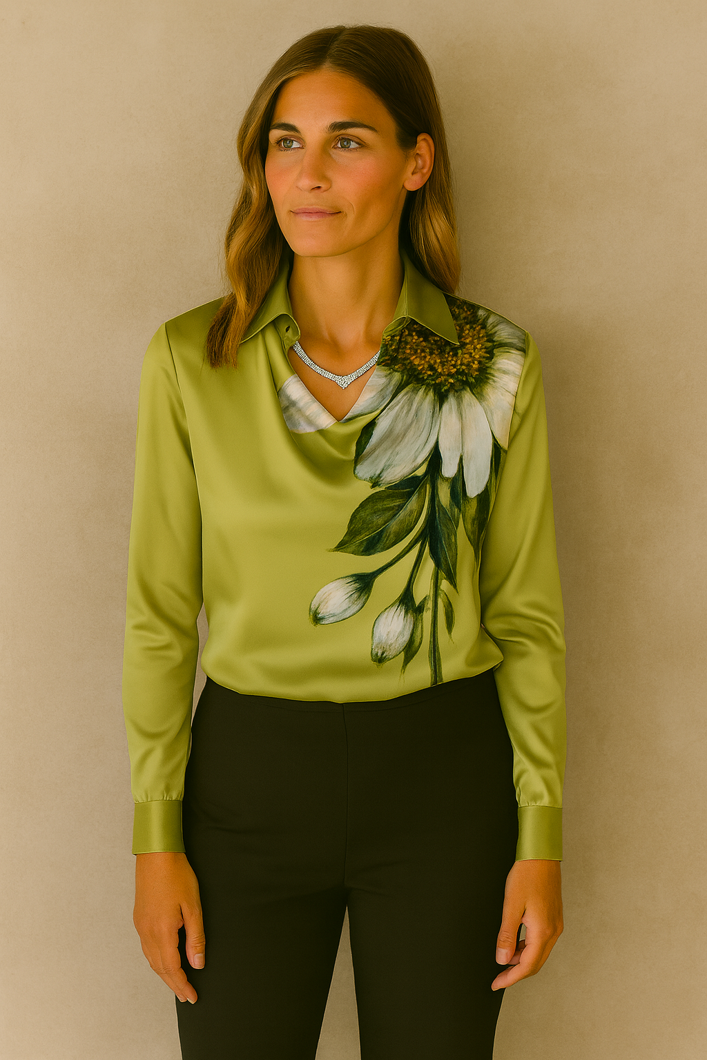 Aurora Satin Cowl Blouse
