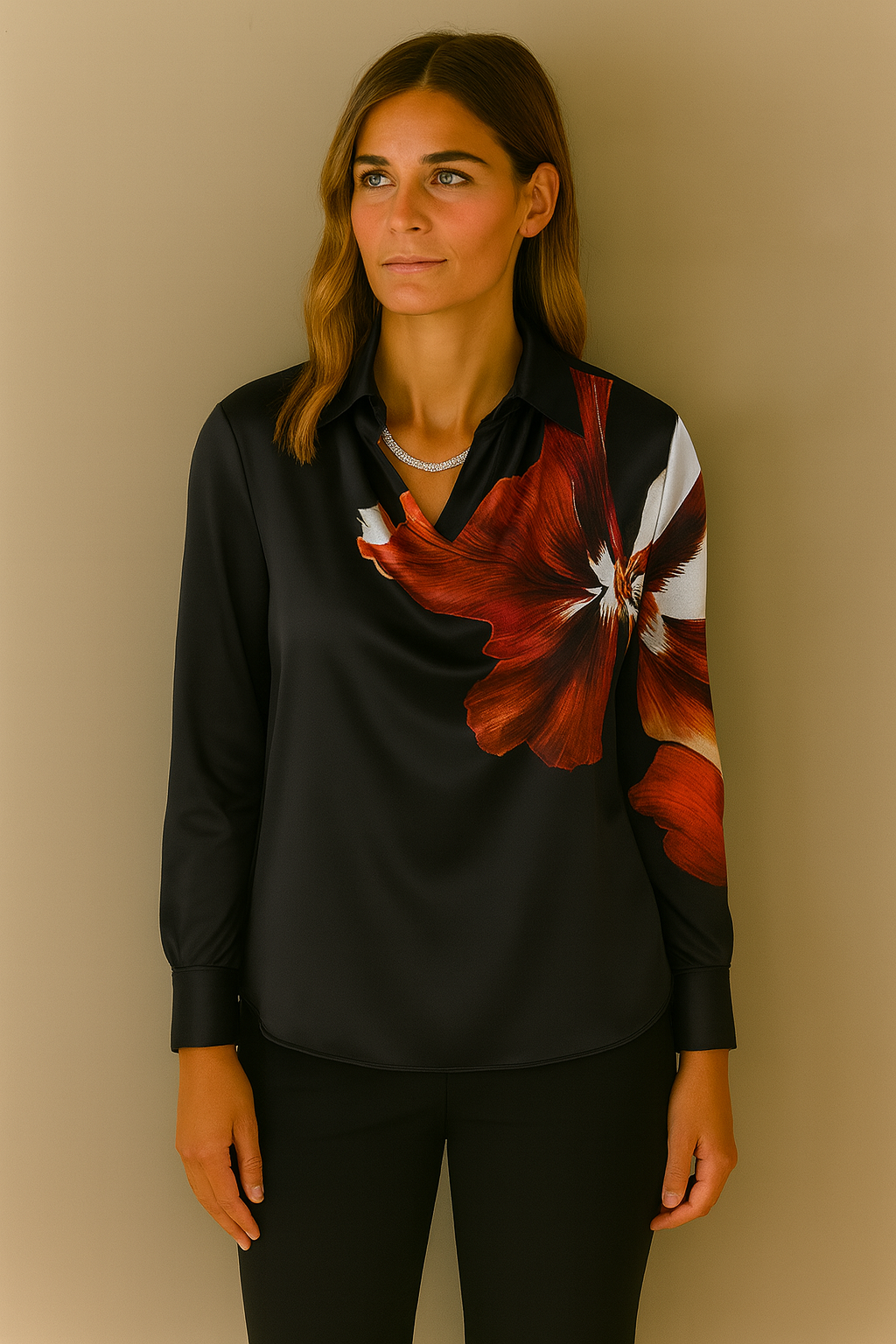 Aurora Satin Cowl Blouse