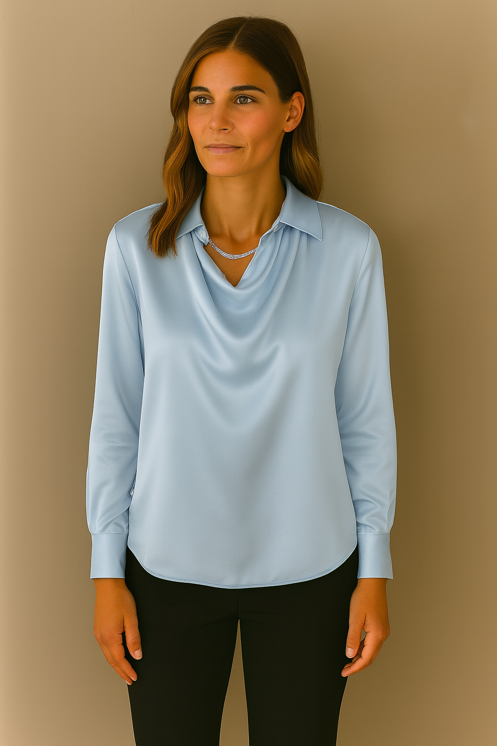 Aurora Satin Cowl Blouse