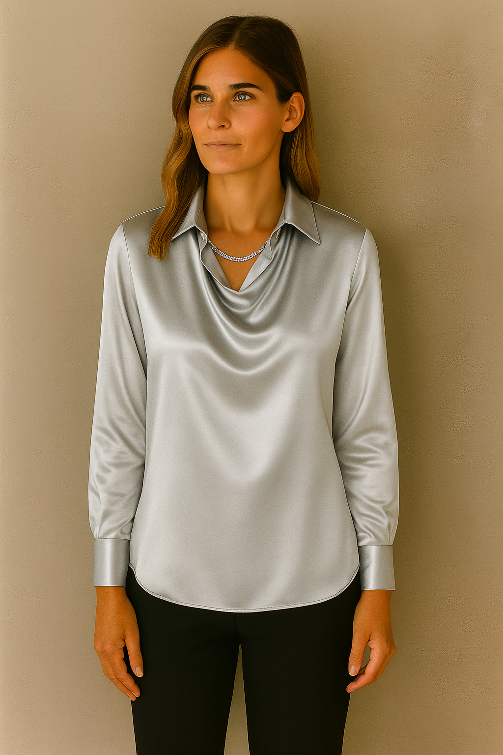 Aurora Satin Cowl Blouse