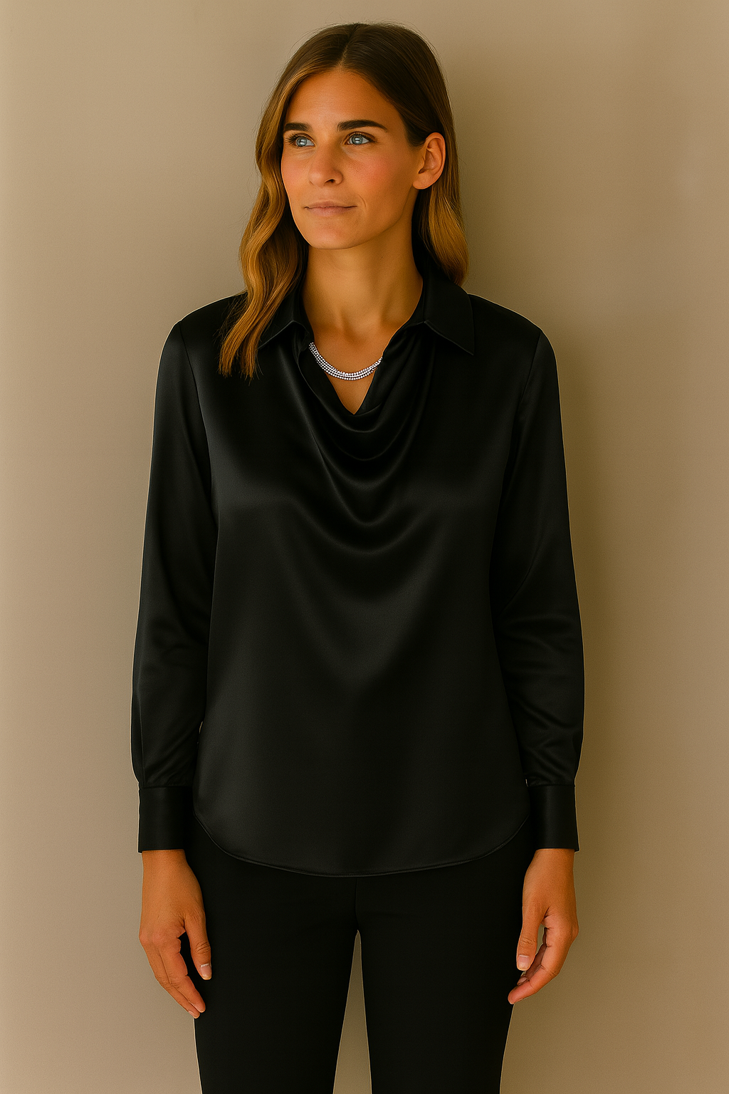 Aurora Satin Cowl Blouse