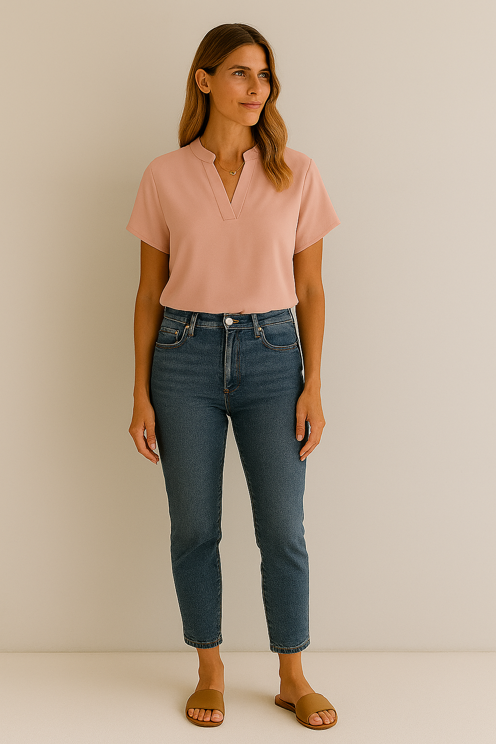Solid V-Neck Blouse