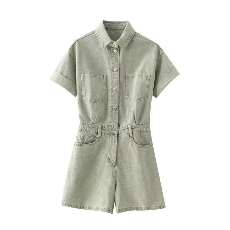 Women's stylish summer jumpsuit with button closure, trendy and comfortable