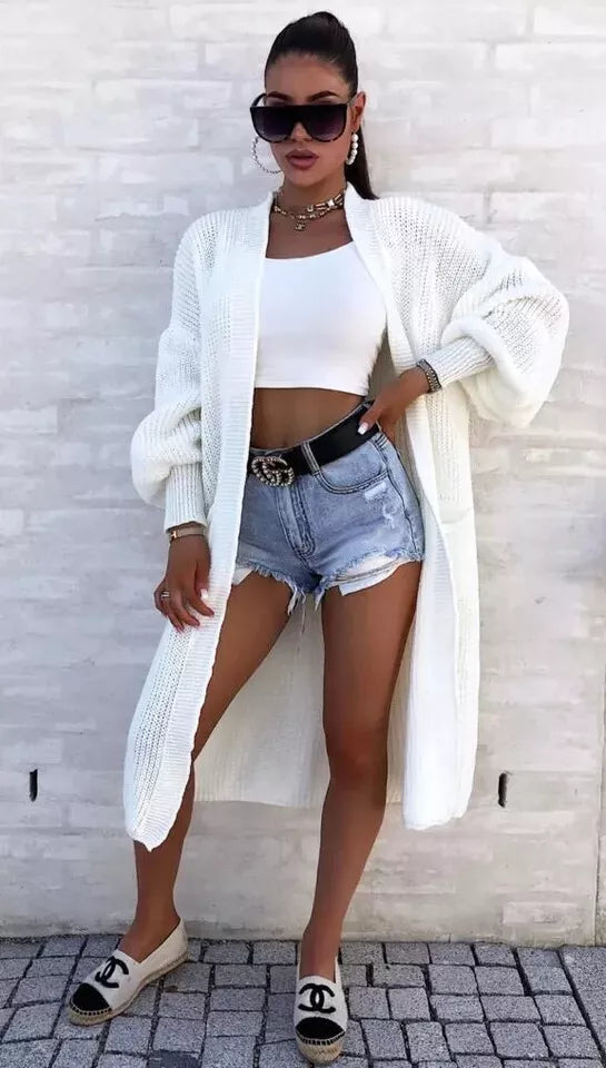 Oversized Gebreide Ballonmouw Trui